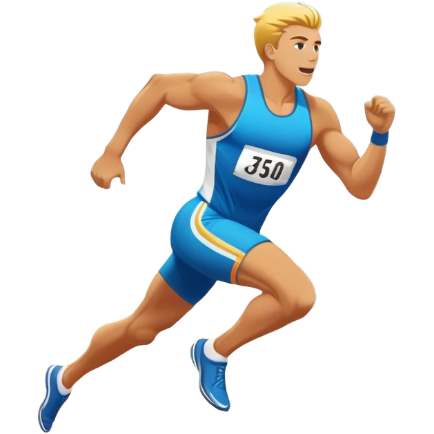 An icon featuring a vibrant stadium with cheering fans, bright lights, and a clear sky. an athlete sprinting on a track, with powerful strides and determination. The athlete's motion is dynamic, emphasizing speed and competition. emoji