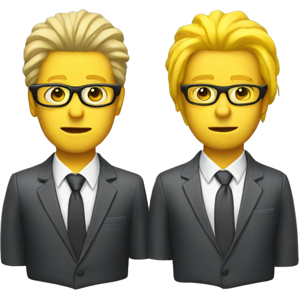 People with yellow  skin and straight coma hair x mullet ad with glases use cool suit emoji