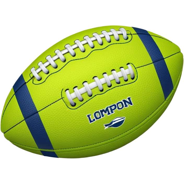 lime green colored american football with navy-blue stitching and gray stripes emoji