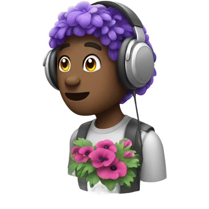 Anemone with headphones emoji