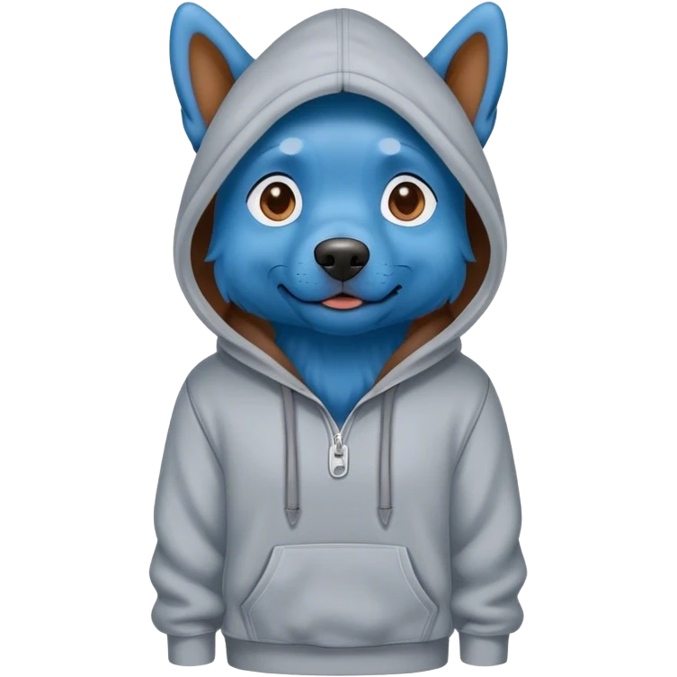 blue dog wearing a hoodie emoji