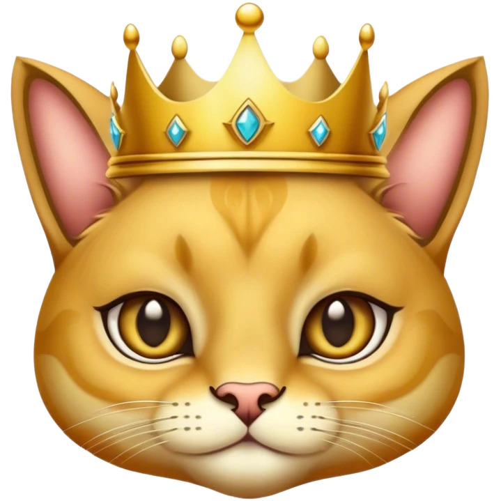 Golden cat with big eyes and crown emoji