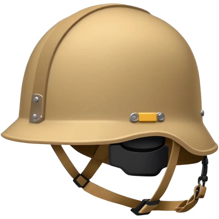 modern NATO helmet, iPhone emoji style, tan color, three-quarter view, mounts for accessories, strap emoji