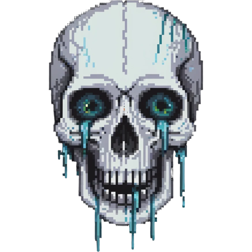crying skull, tears flowing from eye sockets emoji