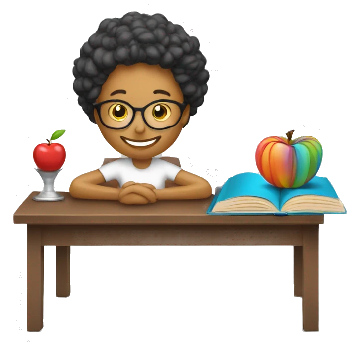 teachers' seminar at the table with books emoji