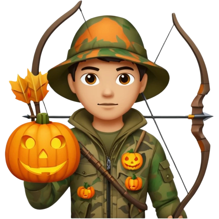 Hunter With Jack o Lantern, with bow and arrow emoji