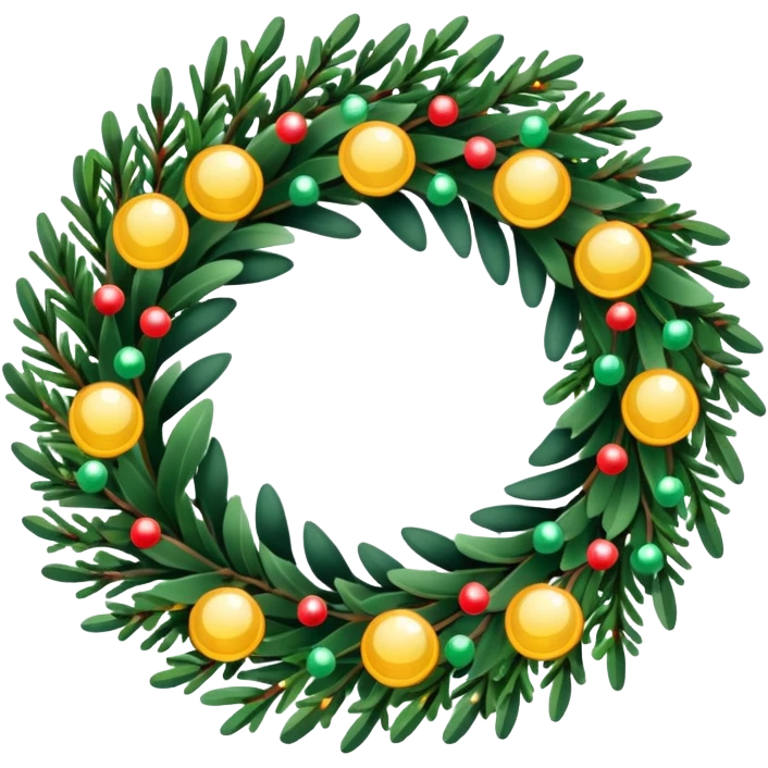 Christmas wreath with small Twinkle lights emoji