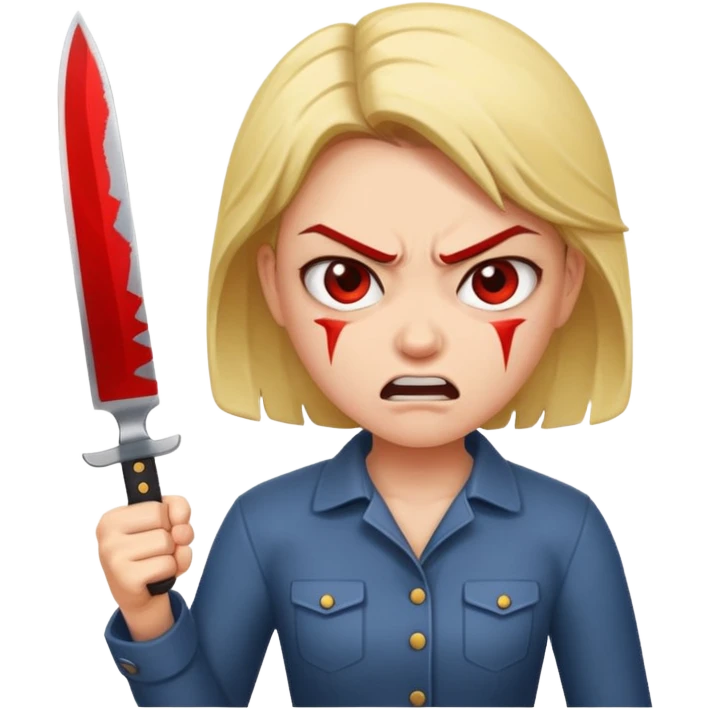 Angry fighting with knife female  emoji