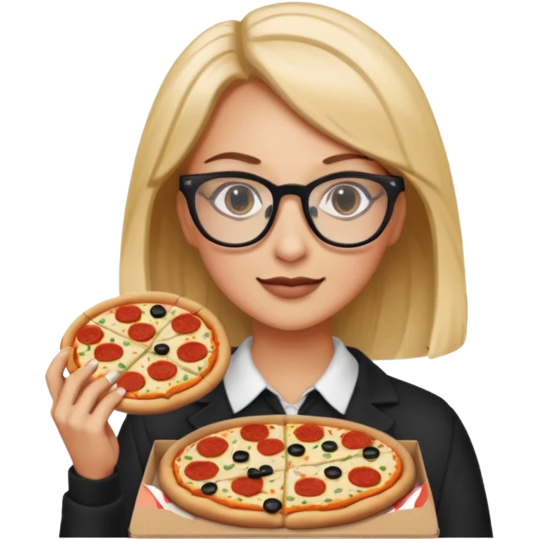 pizza take-out with glassess and long lashes emoji