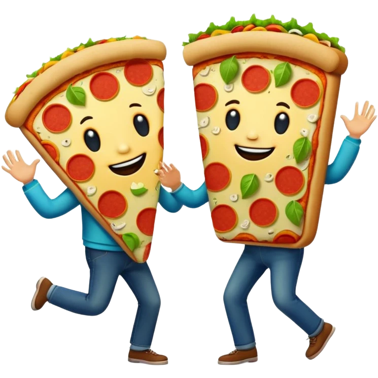 Pizza and taco dancing together emoji