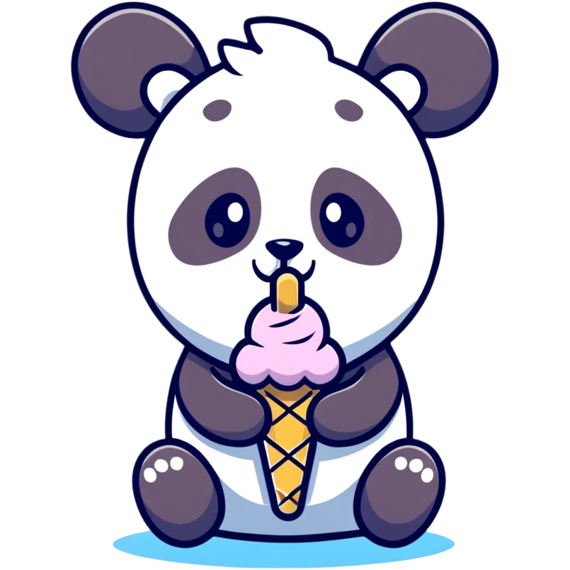 Panda eating ice cream emoji