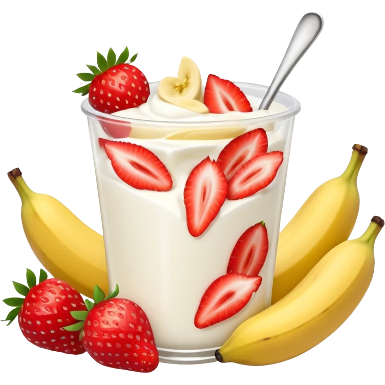 Yogurt with strawberries and bananas emoji