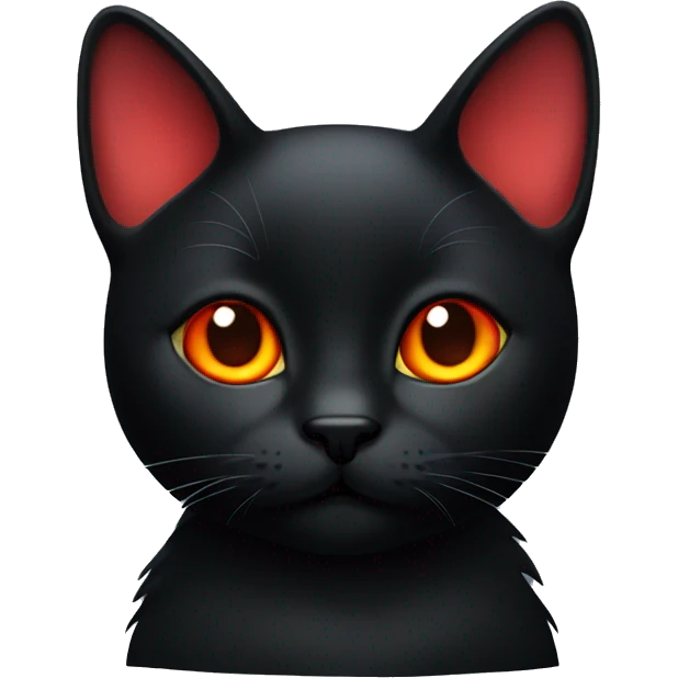 A cute black cat with red reflects emoji