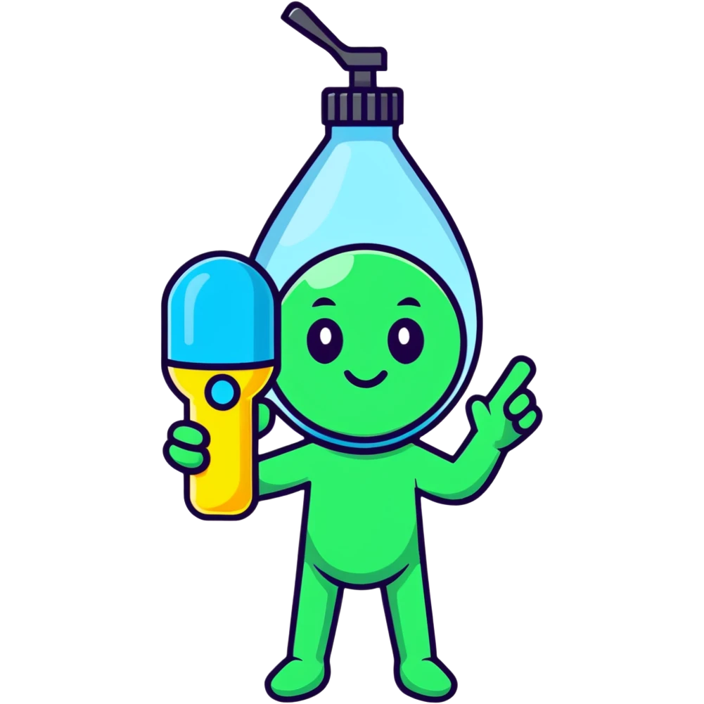 emoji face holding a water gun, bright colors emoji