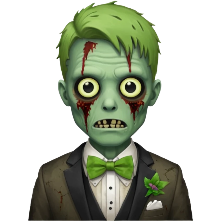 zombie zombie groom with green bow tie emoji