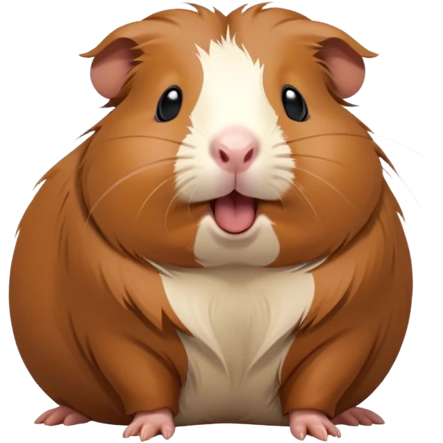 Cinematic Cute Yawning Brown Guinea Pig Portrait Emoji, Head tilted slightly with a dramatic, wide-open yawn, revealing a soft brown coat and tiny, droopy ears, round dark eyes barely open in drowsy contentment, Simplified yet irresistibly adorable features, highly detailed, glowing with a soft, cozy glow, high shine, relaxed yet expressive, stylized with a touch of whimsy, bright and endearing, soft glowing outline, capturing the essence of a sleepy yet affectionate guinea pig, so drowsy it feels like it could stretch out of the screen and curl up for a nap! emoji