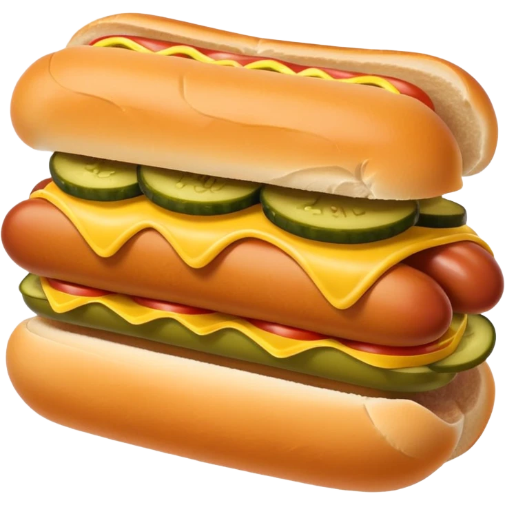 Hot dog in a bun with mustard and pickles on it emoji