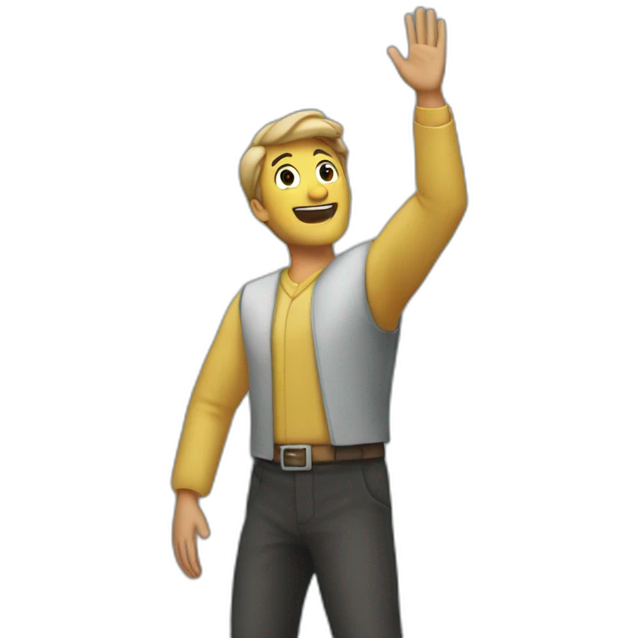 person celebrating a preacher by putting there arm in the air with and their head back emoji