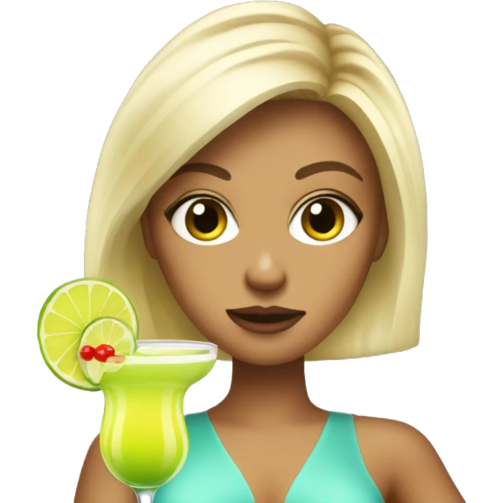 Blonde girl acting sassy with a margarita  emoji