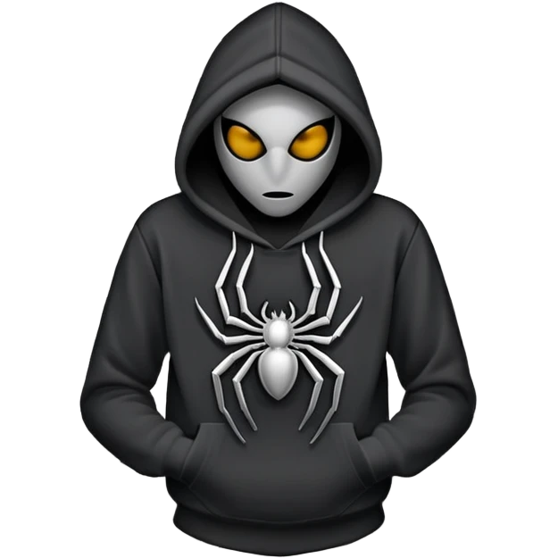 black hoodie with a grey spider web with no spider on it emoji