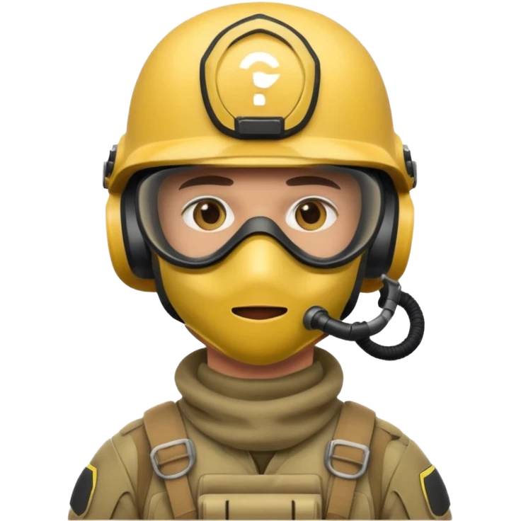 modern soldier in upgraded equipment, helmet and mask, emoji style emoji