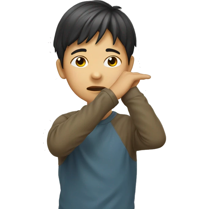 A young Taiwanese boy dabbing emoji