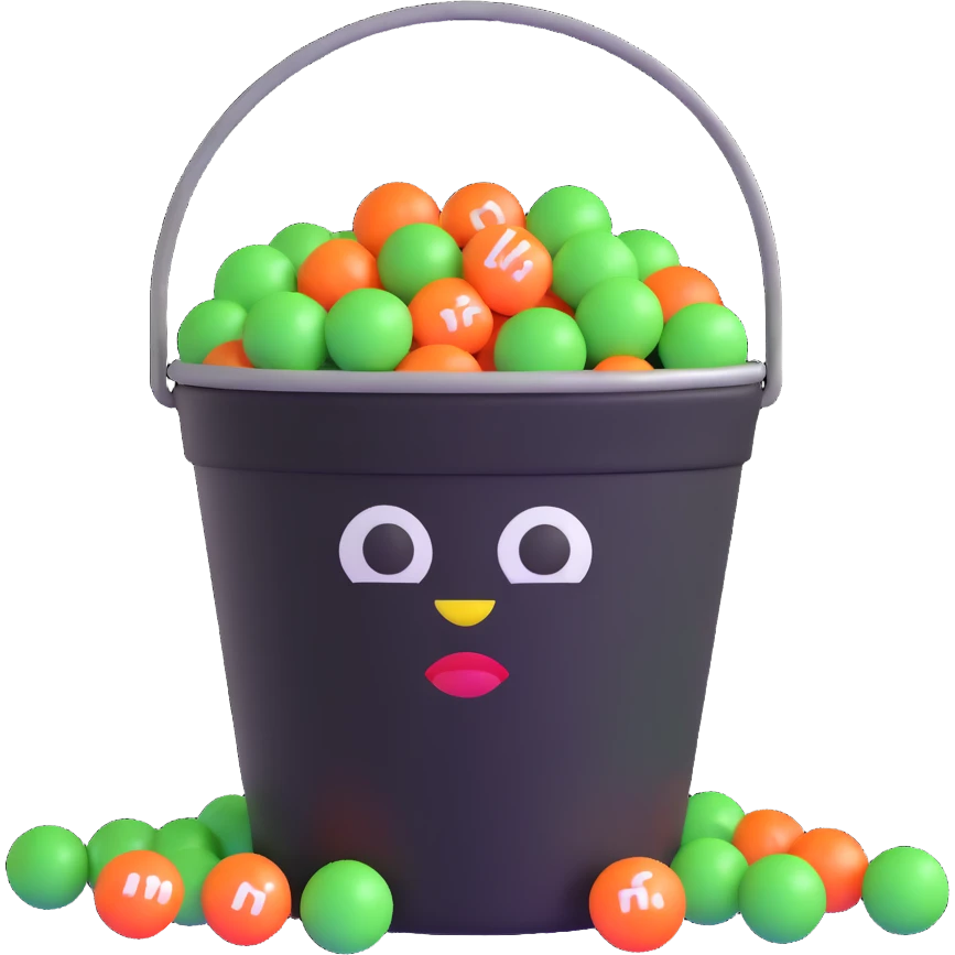 KFC bucket with a green M&M character sitting inside it emoji