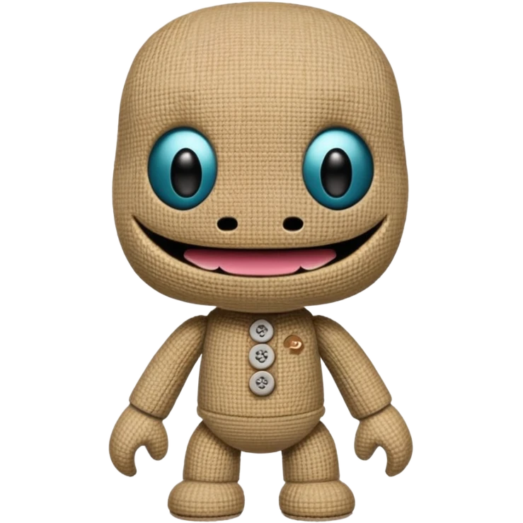 Make me a realistic Sackboy character from littlebigplanet game emoji