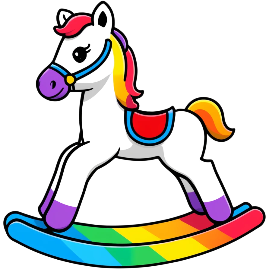 Rainbow gradient rocking horse toy emoji