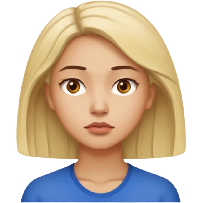 문제에 대해서 심각하게 고민하고 있는 여자. 상반신까지만 만들어줘. 배경은 투명하게 emoji