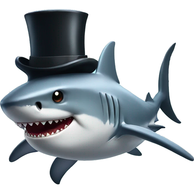 Shark with a top hat emoji