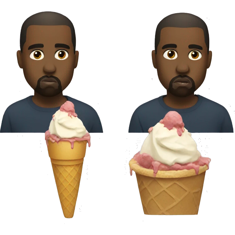 Kanye West eating an ice cream emoji