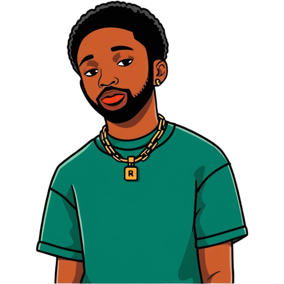 Brent Faiyaz R&B singer with chains and stylish outfit emoji