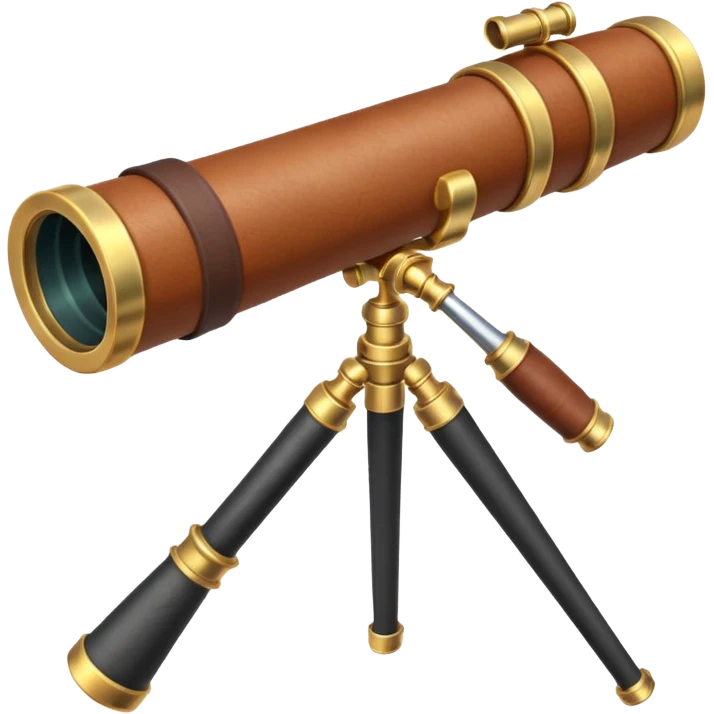 pirate spyglass object icon, brass telescope, leather grip, 3D cartoon, mobile game icon style, centered, clean background, no text, no watermark
 emoji