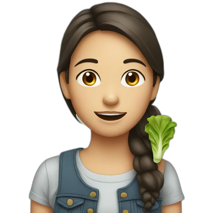 girl eat lettuce emoji