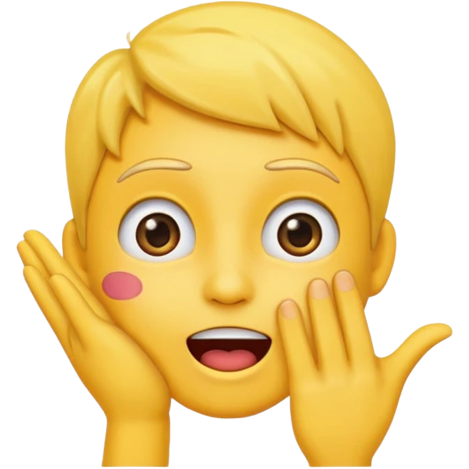 cartoon emoji sticker with a surprised expression and hand on face, colorful and cheerful, no text, suitable for WhatsApp and Instagram emoji