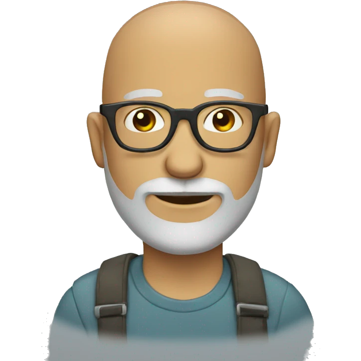 bald man with beard and hipster glasses emoji