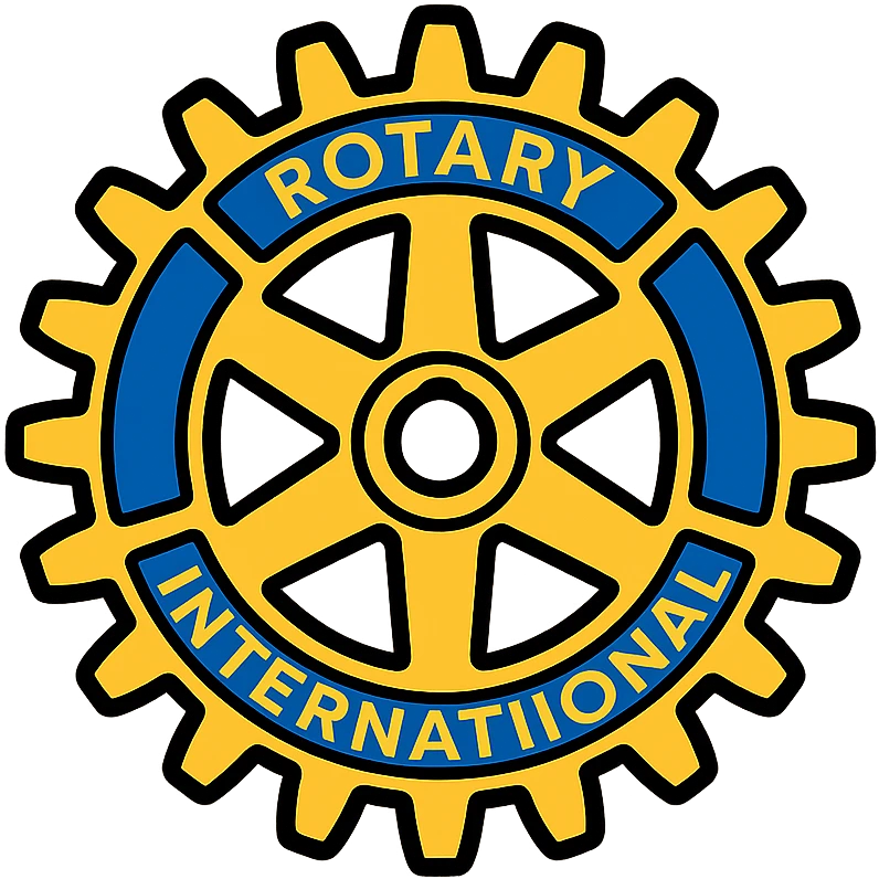 Add Rotary International blue and gold colors to the gearwheel logo, keep it clean and recognizable, suitable for use as an icon or emoji. emoji