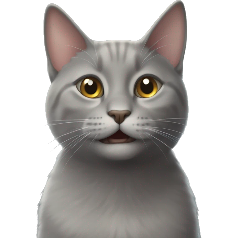 grey cat happy near door say goodbaye emoji
