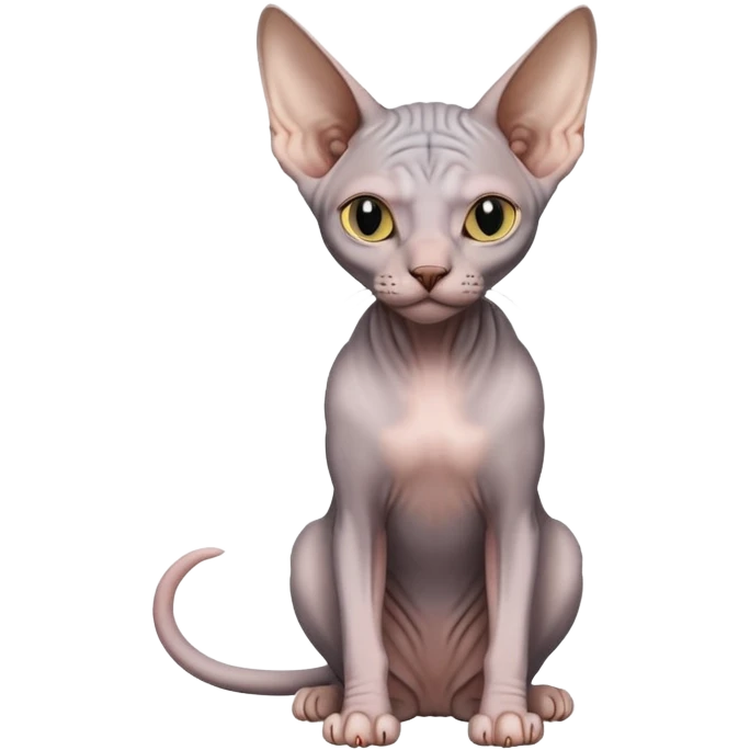 gray sphynx hairless cat full body sitting emoji