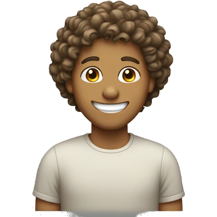 A tan guy smiling with curly hair and smile lines emoji