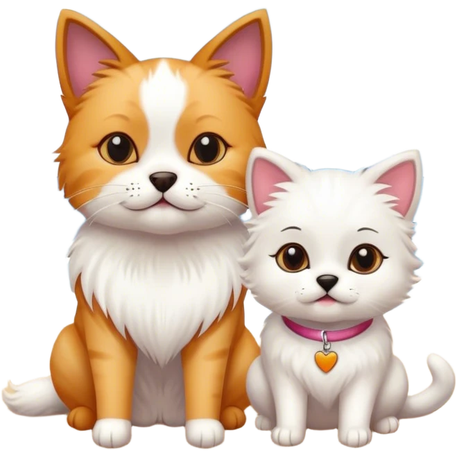 CAT whit dog on The beach  emoji