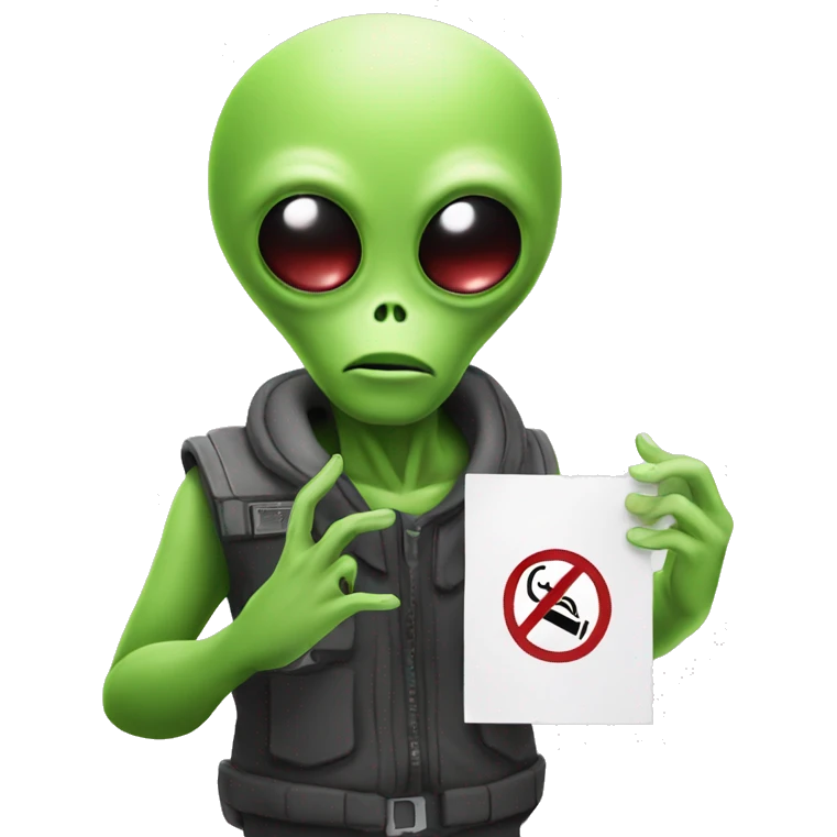 Alien holding a “no smoking” sign emoji
