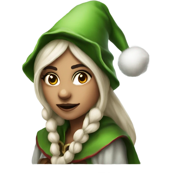 rogue female elf fantasy wearing santa hat emoji