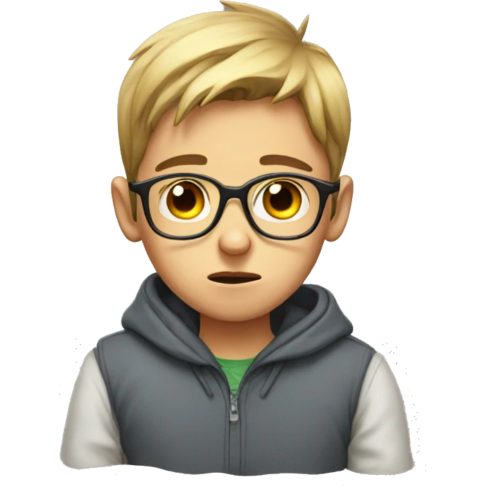 boy in glasses portrait being sick emoji