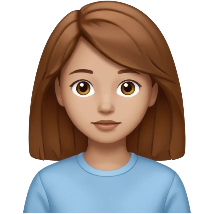 GloomyKassie with brown medium hair, light blue outfit, light skin emoji