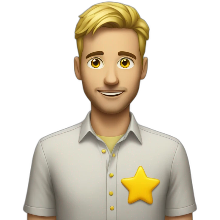 A man wearing a yellow star on thé left of his shirt emoji