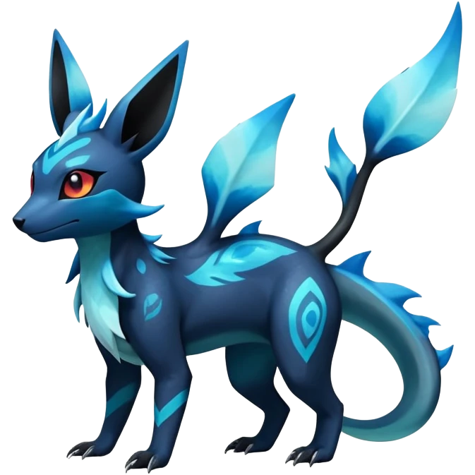 Colorful Dark Shiny Exotic Salandit-Aurorus-Glaceon-Umbreon-Fakémon-hybrid-creature (full body)  emoji