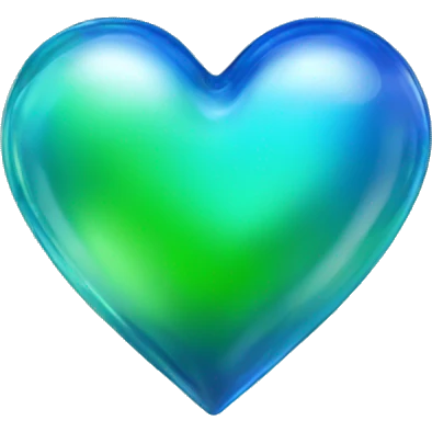 Blue and green shiny glass heart emoji
