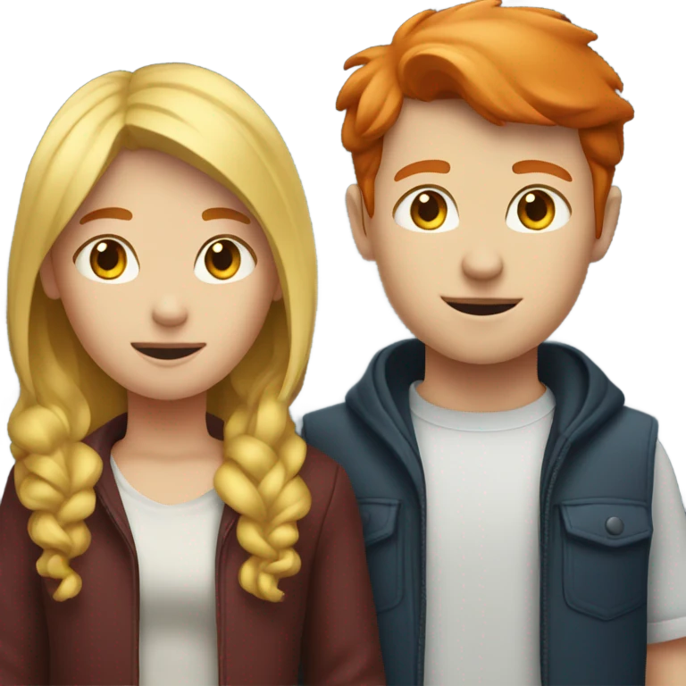 blonde girl and red head boy together  emoji